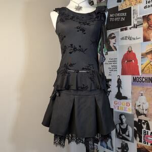 Whimsy Black Floral Ruffle Top